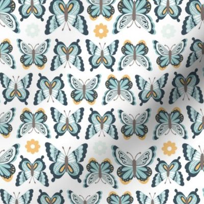 Happy Spring Butterflies - Teal