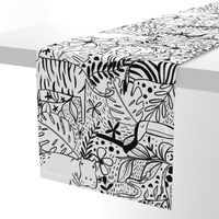 Jungle Hide and Seek - black and white jungle animal line drawings