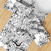 Jungle Hide and Seek - black and white jungle animal line drawings