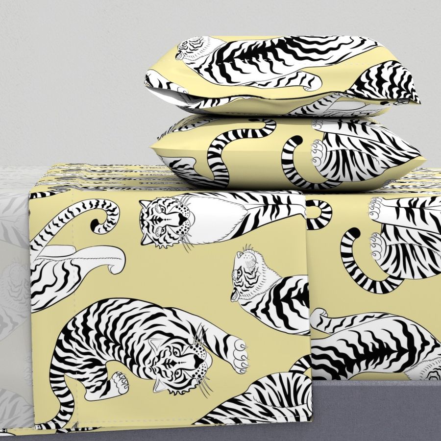 tiger line art safari (large scale) Fabric