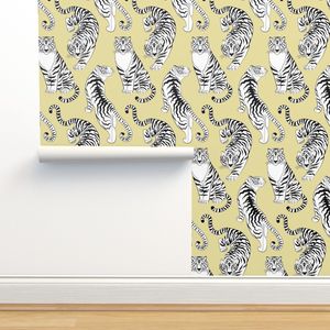 tiger line art safari (large scale) Fabric