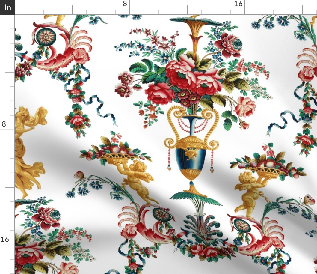 The Muses Arabesque ~ Original on White Fabric | Spoonflower