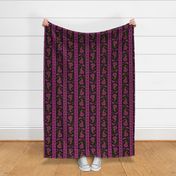 Esmeralda Paisley Stripe ~ Fuchsia  on Black 