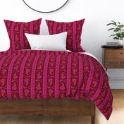 Esmeralda Paisley Stripe ~ Fuchsia  on Sanguinene 