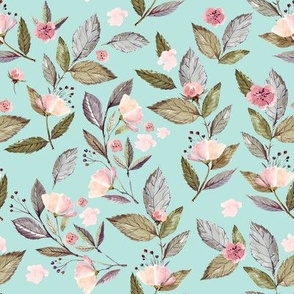 8" Spring Floral Petal Pink Mix and Match Print Mint Back