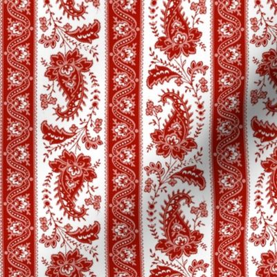 Esmeralda Paisley Stripe ~ Turkey Red and White 