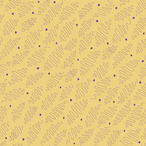 Squiggle art in purple and mustard