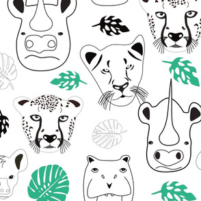 safari animals line art