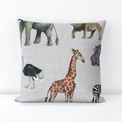 Safari Party // Painted Safari Animals on Linen // Larger