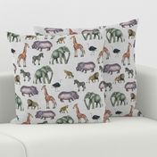 Safari Party // Painted Safari Animals on Linen // Smaller