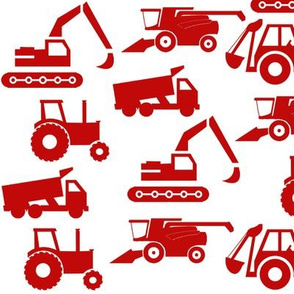 Trucks and Tractors in Red