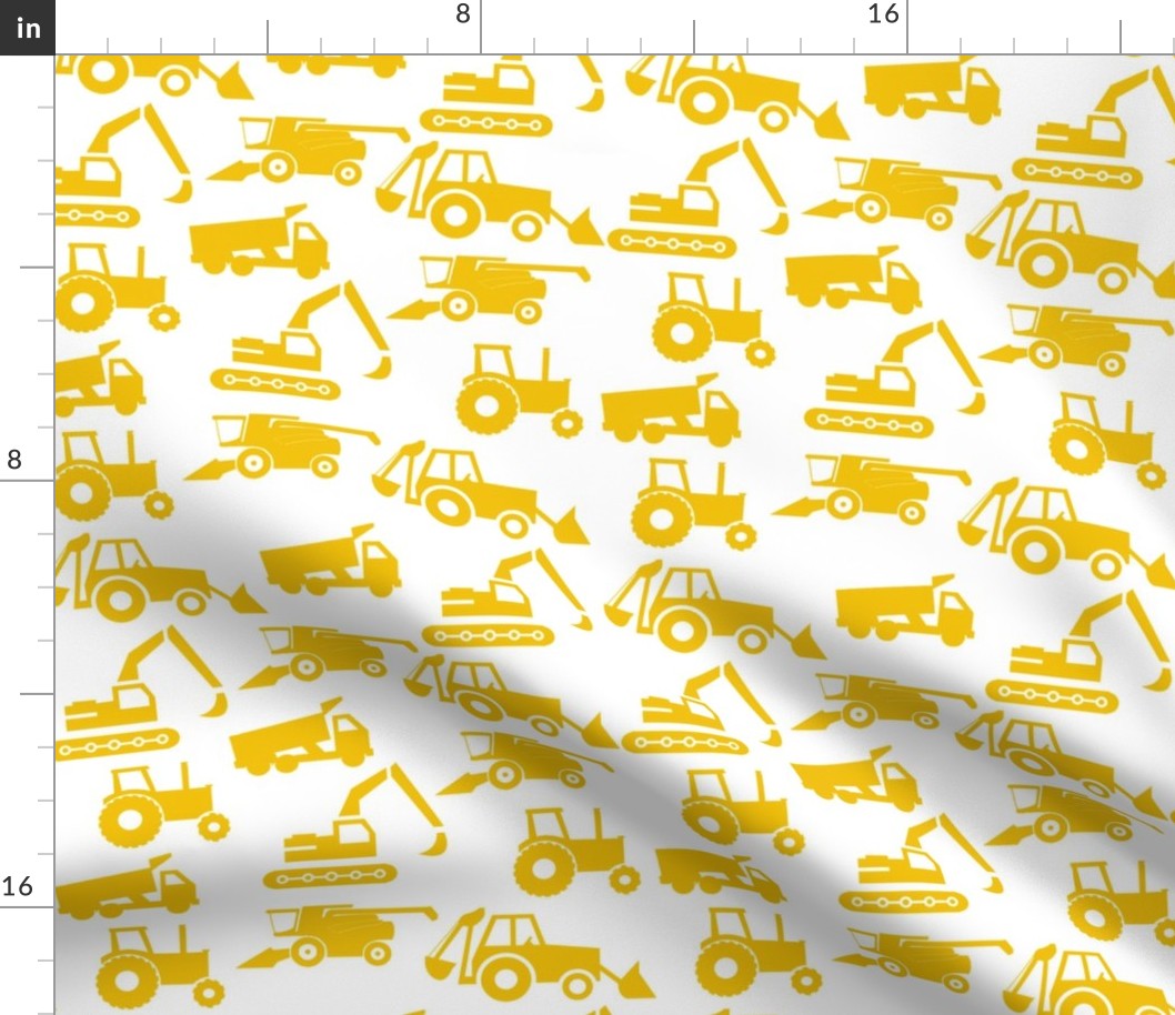Trucks and Tractors in Yellow