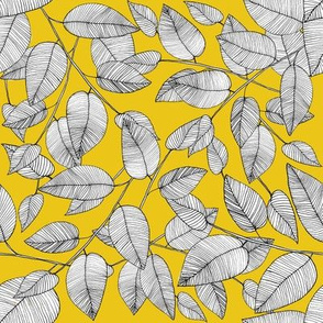 Line Art Leaves - Mustard