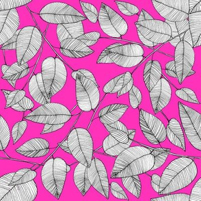 Linework Leaves - Hot Pink
