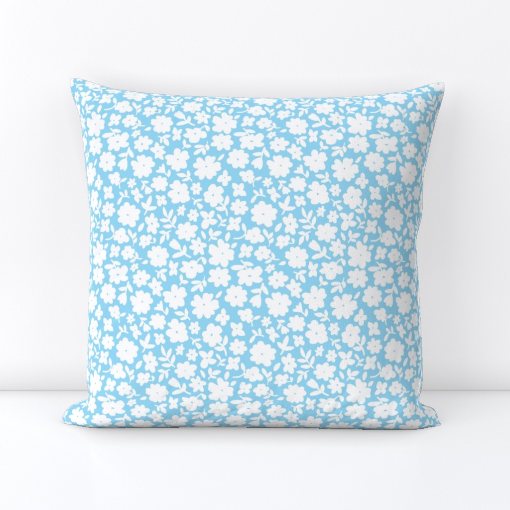 Baby Blue and White Bitsy Floral by Angel Gerardo 