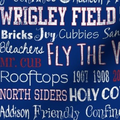 Chicago Cubs Words (Darker Blue)