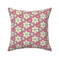 Mosaic Tropical Floral in Pink, Green 