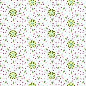 Ditsy Floral in Pink, Green, White