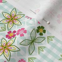 Gingham Embroidery and Applique, Pink, Green, Teal