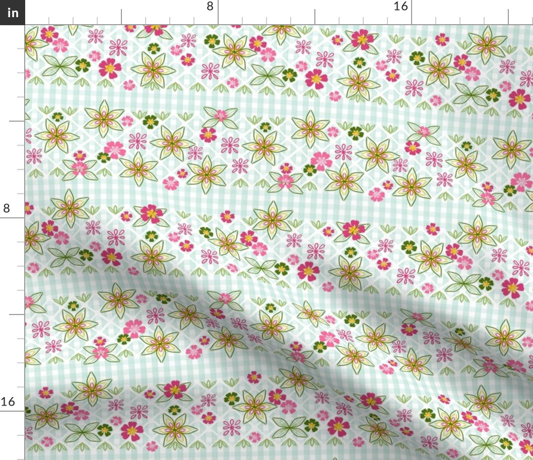 Gingham Embroidery and Applique, Pink, Green, Teal