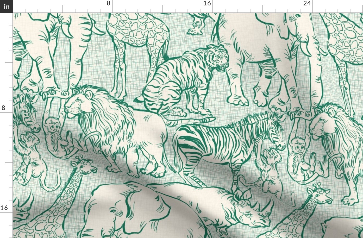 Safari Animals Teal Green Large Scale