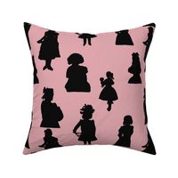 Victorian Girls Silhouettes on Pink- Small