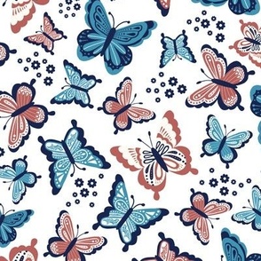 Happy Spring Butterflies V2 - Coral Blue