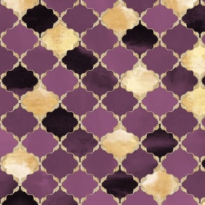 Floral Watercolor Moroccan Tile dark purple