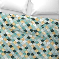 Floral Watercolor Moroccan Tile light teal