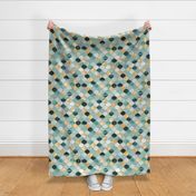 Floral Watercolor Moroccan Tile light teal