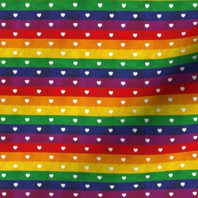 Rainbow flag stripes, LGBTQI love hearts, small
