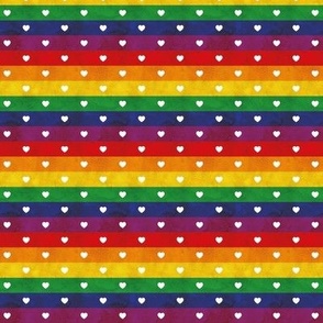 Rainbow flag stripes, LGBTQI love hearts, small