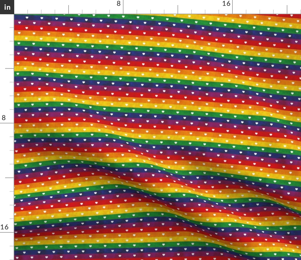 Rainbow flag stripes, LGBTQI love hearts, small