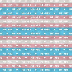 Transgender flag stripes, Mr and Mrs, small