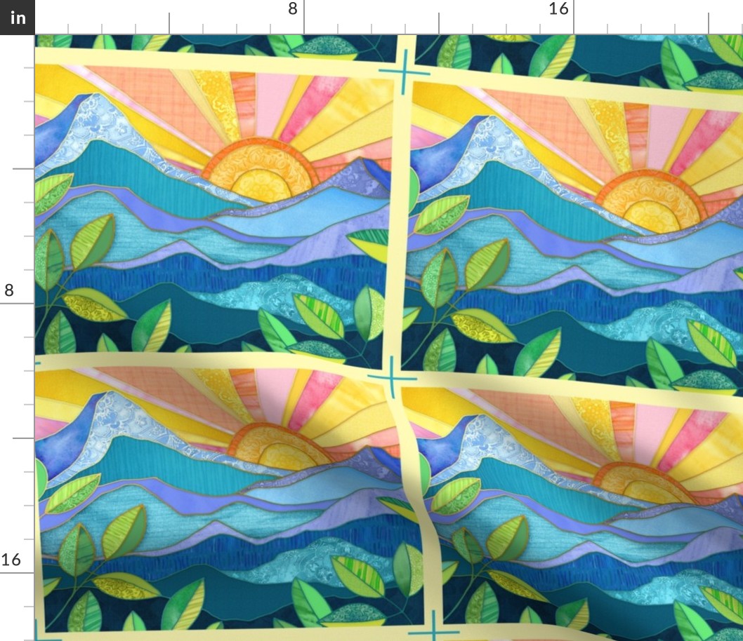 Mini Sunset Through The Leaves - Cheater Quilt Custom Scale 2