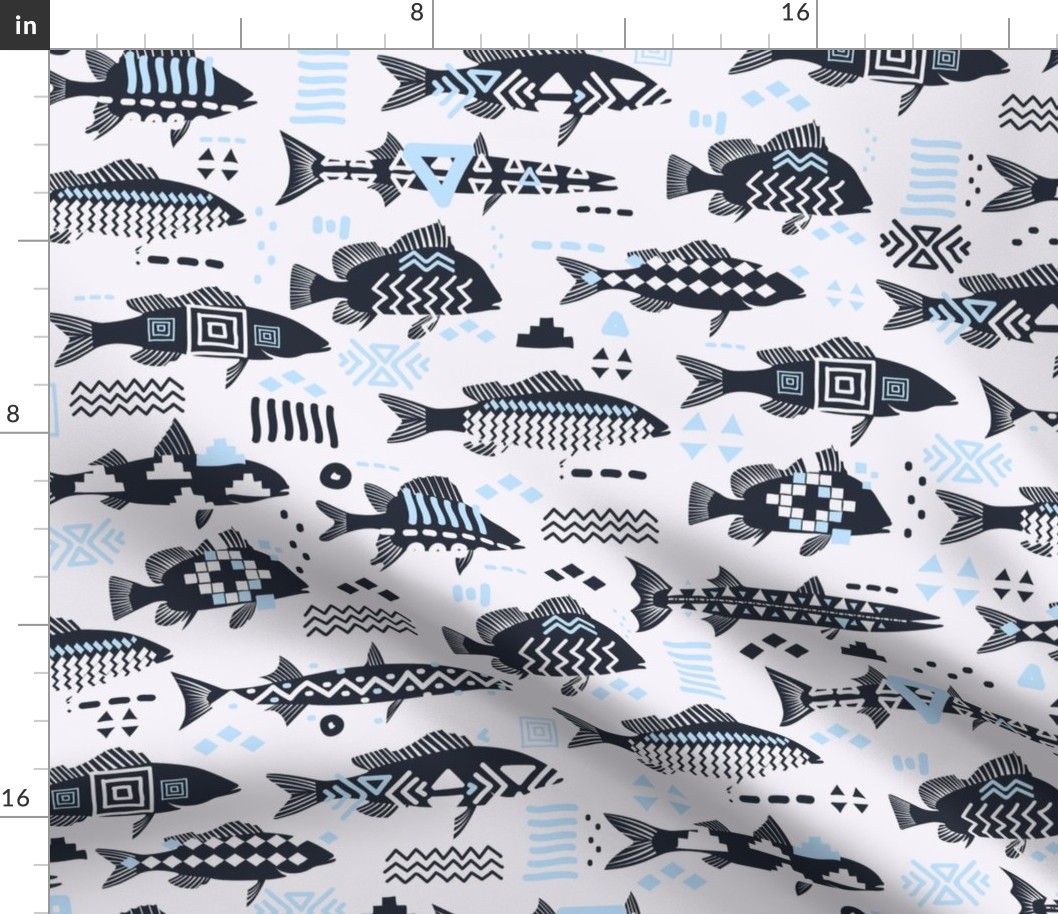 Boho Fishes - Light Blue Water / Big Scale