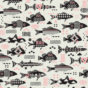 Boho Fishes with Blush Pink / Big Scale