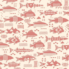 Boho Fishes in Pink Sand / Big Scale