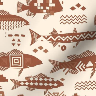 Boho Fishes in Vintage Brown / Big Scale