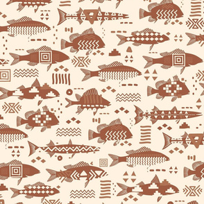 Boho Fishes in Vintage Brown / Big Scale