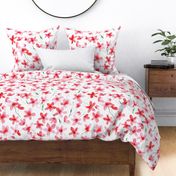 Coral dainty cherry blossom, watercolor painted florals for modern home decor, bedding, nursery