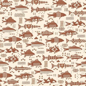 Boho Fishes in Vintage Brown / Small Scale