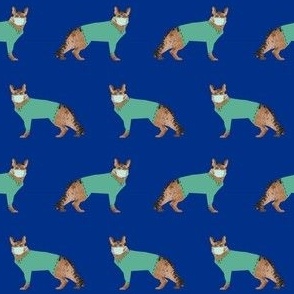 german shepherd in scrubs fabric - medical, nurse, doctor, dentist, vet fabric - bright blue