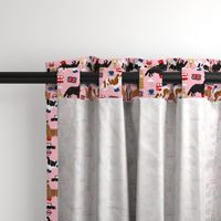 cavalier kc spaniel in london fabric - dog fabric, travel fabric, dogs - pink
