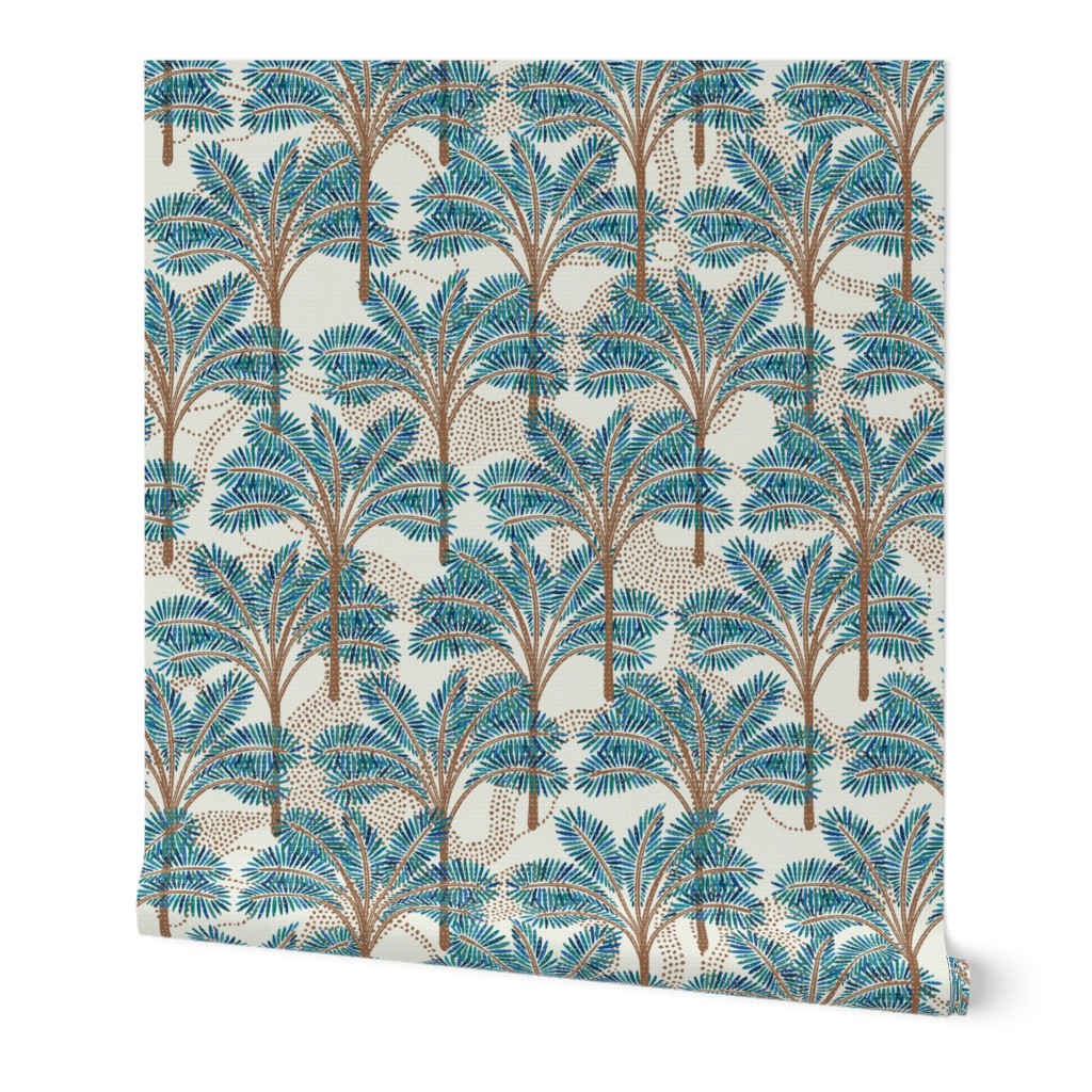 Turquoise Palm Trees / Big Scale Wallpaper | Spoonflower
