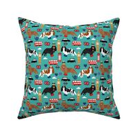 cavalier kc spaniel in london fabric - dog fabric, travel fabric, dogs - turquoise