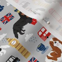 cavalier kc spaniel in london fabric - dog fabric, travel fabric, dogs - grey