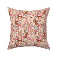 golden retriever florals fabric  - mixed coat colors -pink