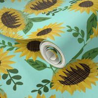sunflowers fabric - mint