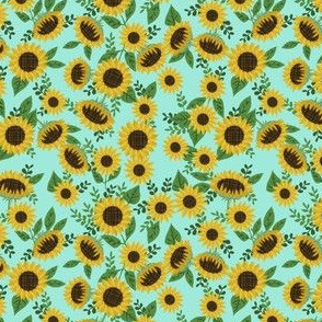 sunflowers fabric - mint